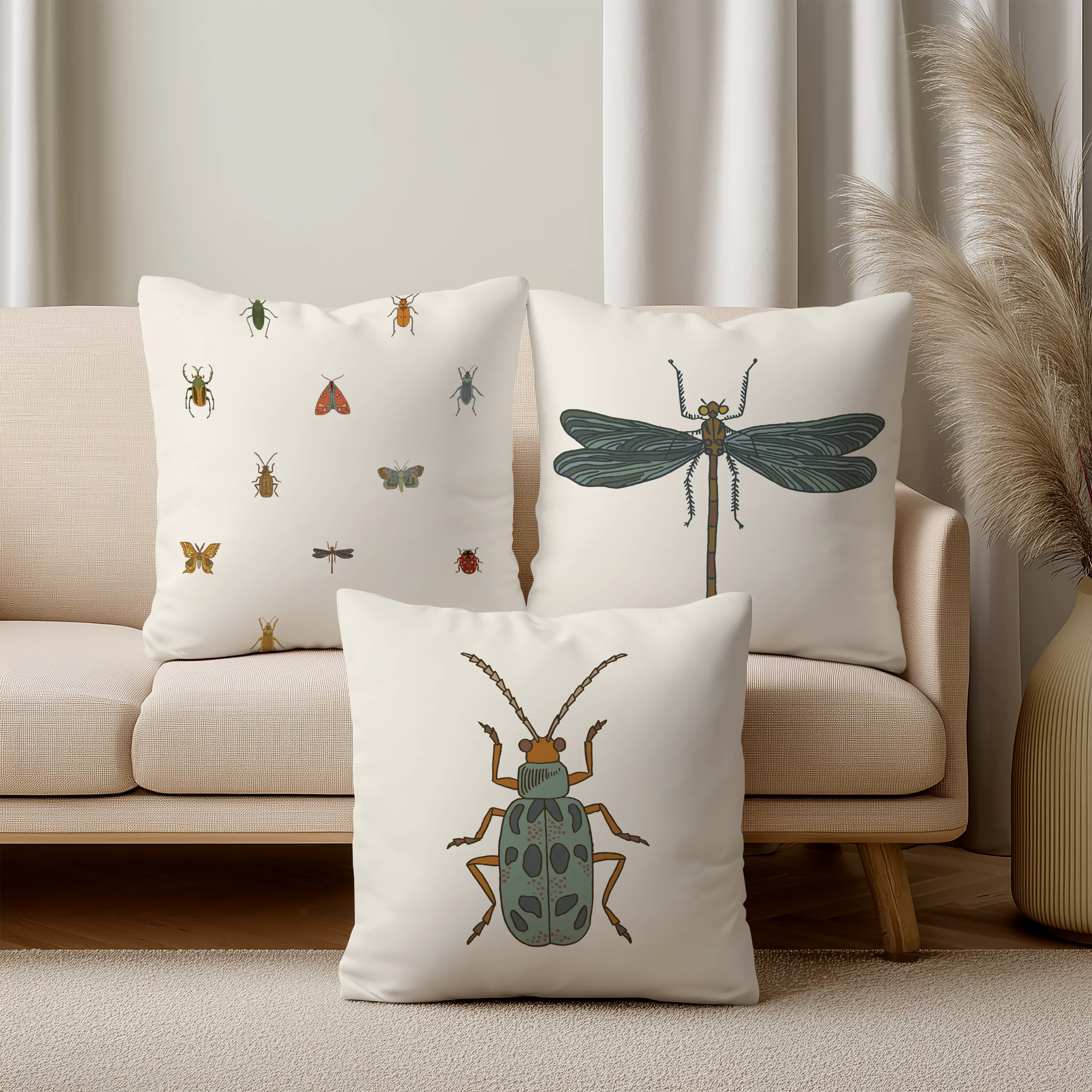 3 Theo Bug Pillows